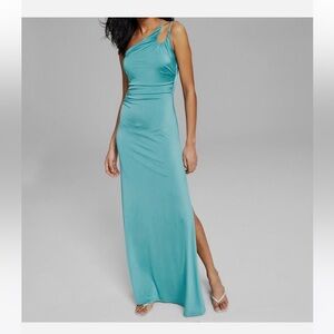 Speechless One-Shoulder Teal Dress